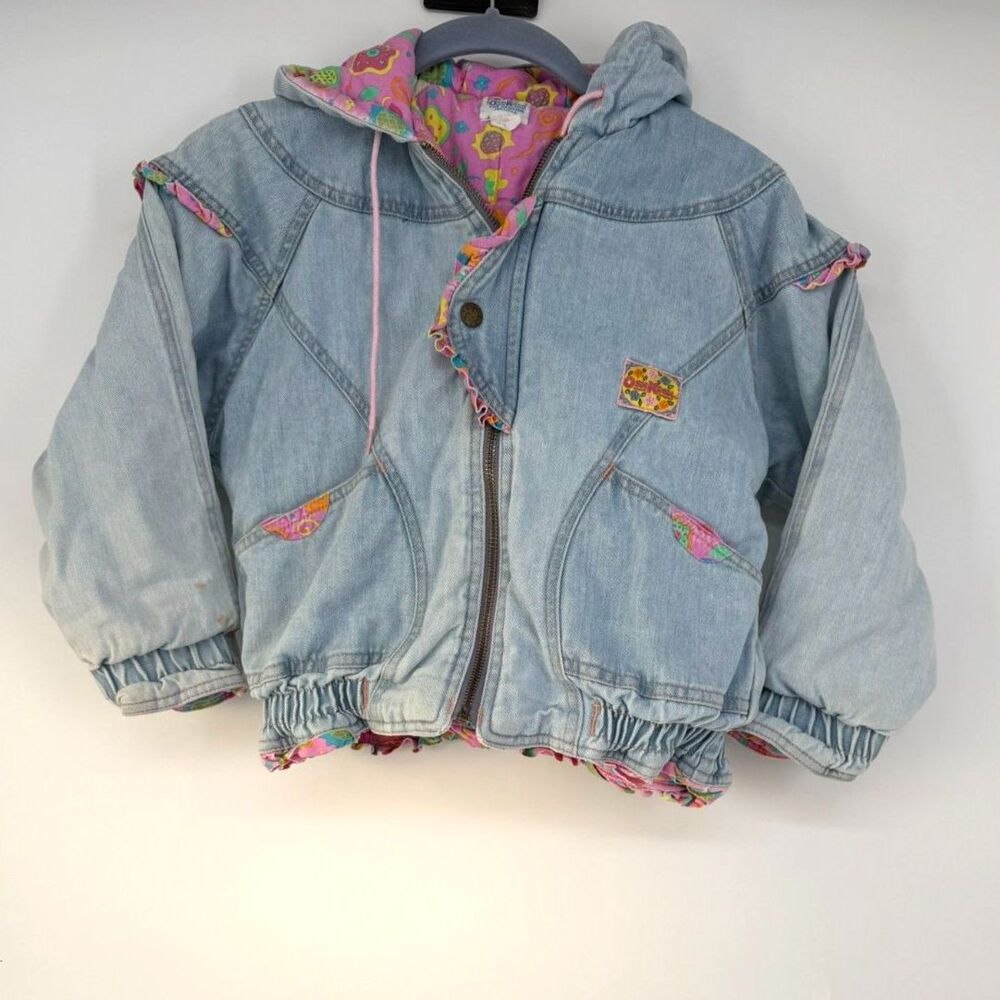 Vintage OshKosh B'Gosh Denim Puffer Jacket Size 6x